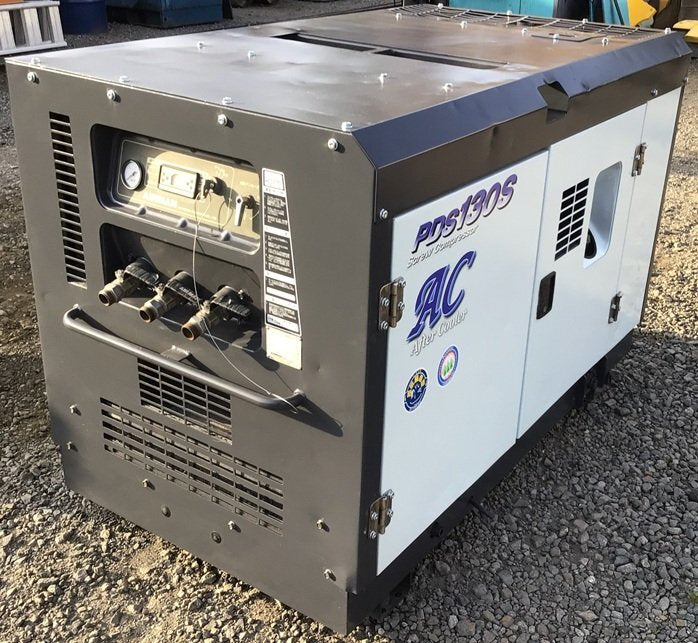 中古 PDS130SC エアマン エンジン エアコンプレッサー 整備済 塗装済 35馬力 人気 アフタークーラー付き