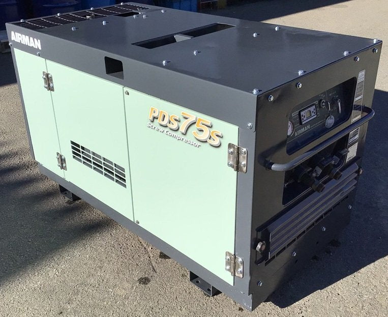 中古 PDS75SC アフタークーラー エアマン エンジン コンプレッサー 整備済 塗装済 エアーコンプレッサー