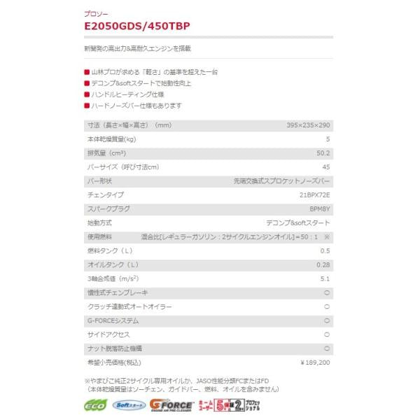 エンジンチェンソー E2050GDS 450TBP 先端交換式スプロケットノーズバー 新ダイワ やまびこ