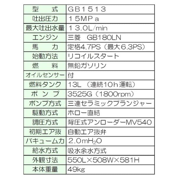 フルテック 高圧洗浄機 GB1513 20標 ガソリン 防音型