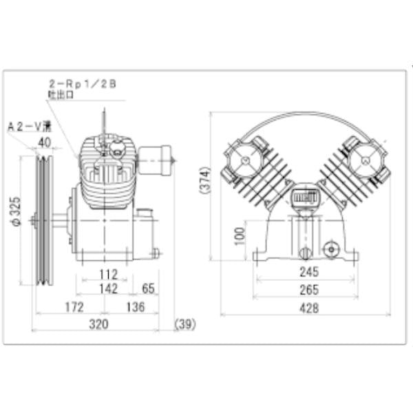 エアーコンプレッサー 圧縮機本体 明治機械 GNO-3C 一段圧縮機〔法人様お届け〕