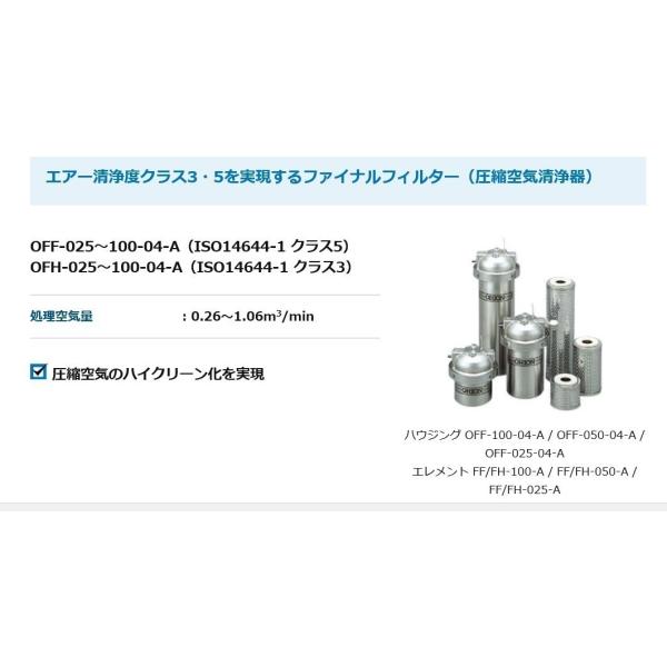 ファイナルフィルター オリオン 圧縮空気清浄器 OFH-050-04-A