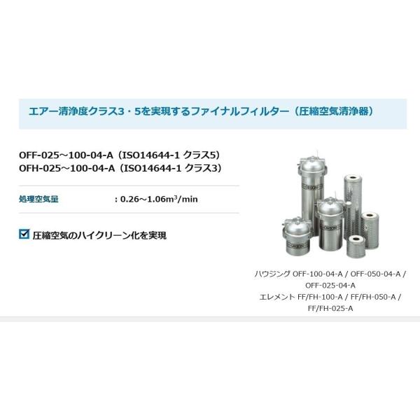 ファイナルフィルター オリオン 圧縮空気清浄器 OFH-100-04-A