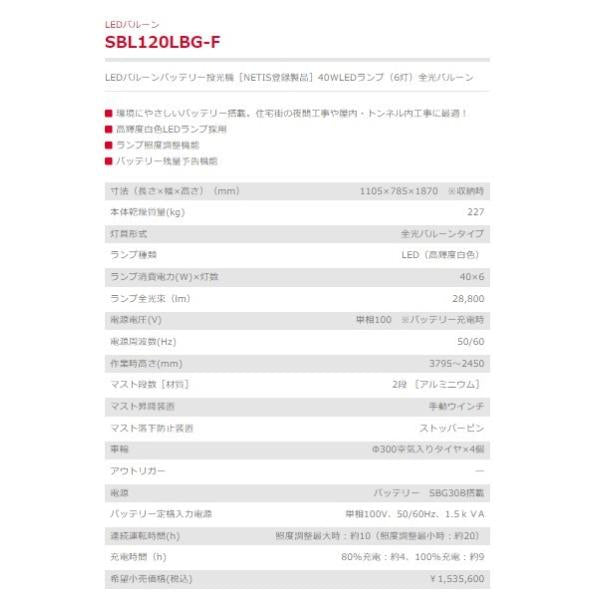投光機 新ダイワ SBL120LBG-F LEDバルーンバッテリー投光機 やまびこ〔法人様お届け〕