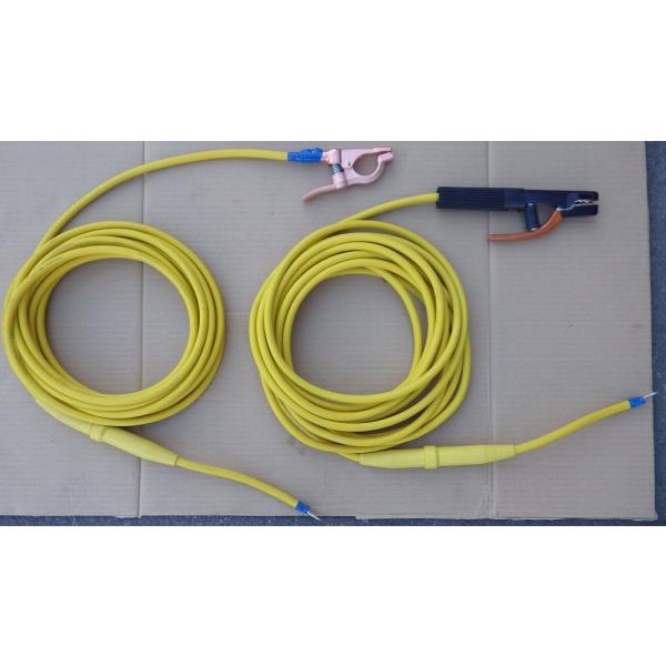溶接 キャブタイヤケーブル 黄色 安全ホルダー側 5m アースクリップ側 25m トータル30m ジョイント付 セット品